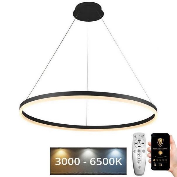 Lustre LED regulável em cabo LED/55W/230V 3000-6500K diâmetro 80 cm + comando à distância