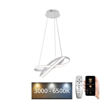 Lustre LED regulável em cabo LED/70W/230V 3000-6500K diâmetro 55 cm branco + comando à distância