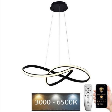 Lustre LED regulável em cabo LED/70W/230V 3000-6500K diâmetro 60 cm preto + comando à distância