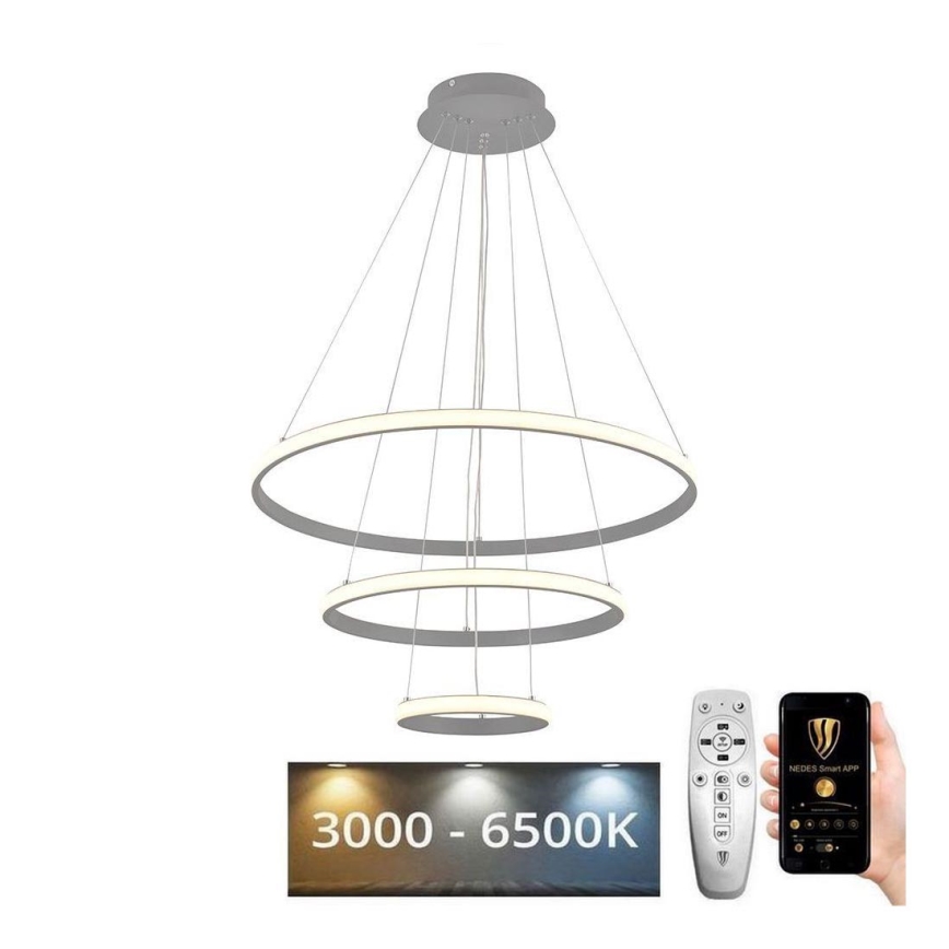 Lustre LED regulável em cabo LED/90W/230V 3000-6500K diâmetro 60 cm + comando à distância