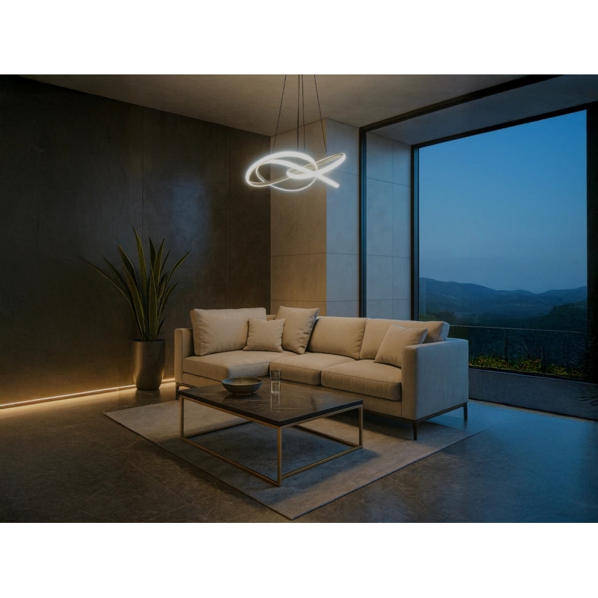 Lustre LED dimável em cabo, 95W/230V, 3000-6500K, diâmetro 57 cm + controlo remoto
