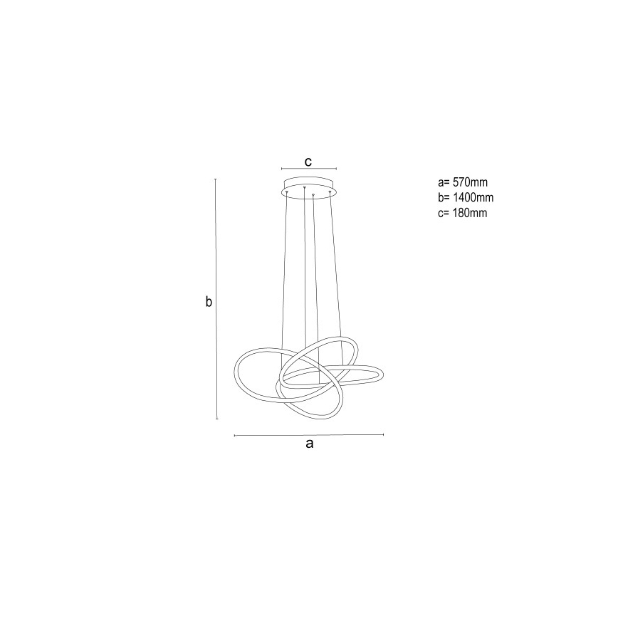 Lustre LED dimável em cabo, 95W/230V, 3000-6500K, diâmetro 57 cm + controlo remoto