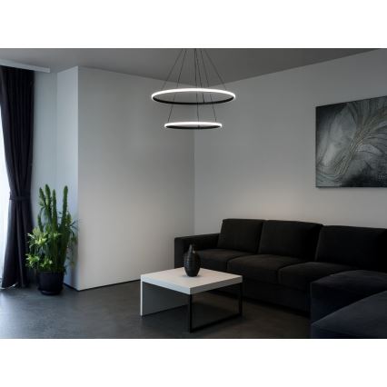 Lustre LED dimerizável suspenso por cabo LED/55W/230V 3000-6500K diâmetro 60 cm + controlo remoto