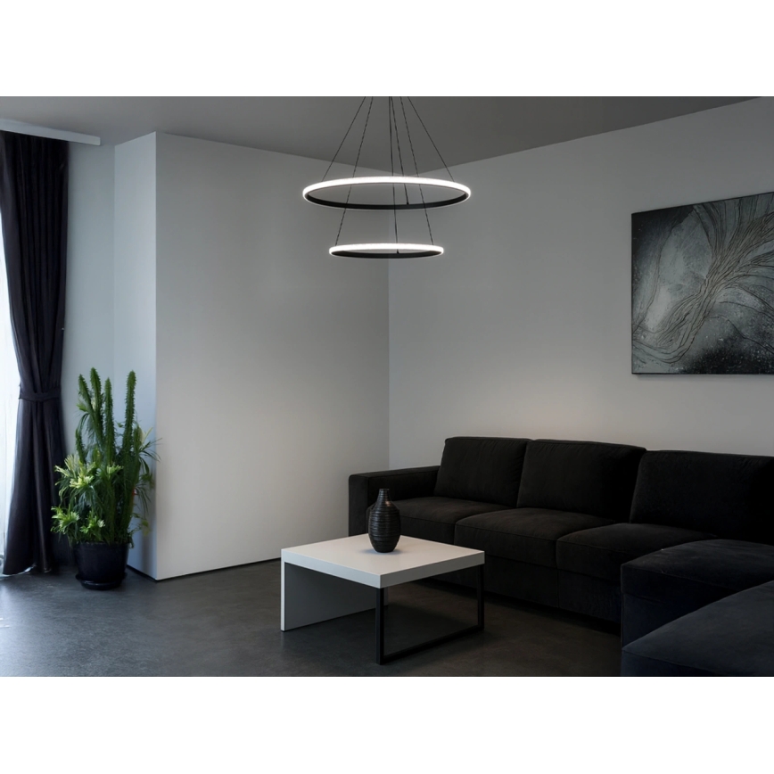 Lustre LED dimerizável suspenso por cabo LED/55W/230V 3000-6500K diâmetro 60 cm + controlo remoto
