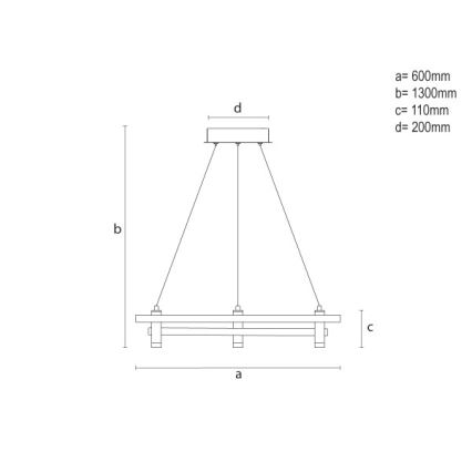Lustre LED regulável suspenso por cabo LED/100W/230V 3000-6500K Ø 60 cm + controlo remoto