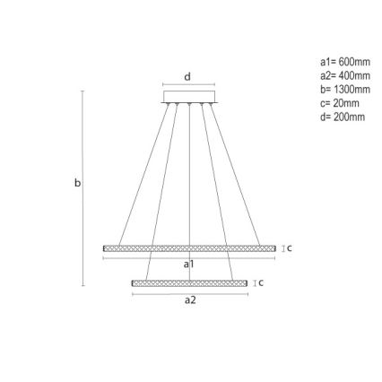 Lustre LED regulável suspenso por cabo LED/150W/230V 3000–6500K + controlo remoto