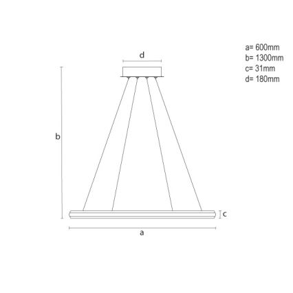 Lustre LED regulável em cabo LED/55W/230V 3000-6500K diâmetro 60 cm + controlo remoto