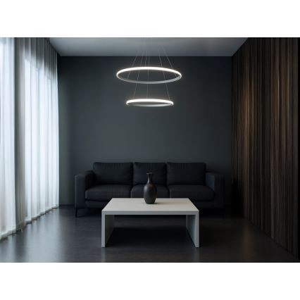 Lustre LED dimerizável suspenso em cabo LED/55W/230V 3000-6500K Ø 60 cm + controlo remoto