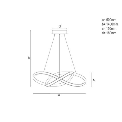 Lustre LED dimerizável suspenso por cabo LED/85W/230V 3000-6500K Ø 60 cm + controlo remoto
