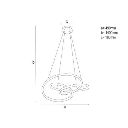 Lustre LED dimerizável suspenso por cabo, 85W/230V, 3000-6500K, Ø 49 cm + comando remoto