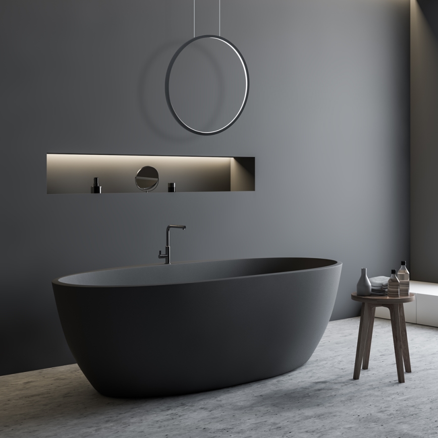 Lustre LED suspenso SATURNO LED/28W/230V diâmetro 50 cm IP44 antracite