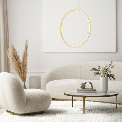 Lustre LED suspenso em cabo SATURNO LED/46W/230V diâmetro 80 cm IP44 dourado