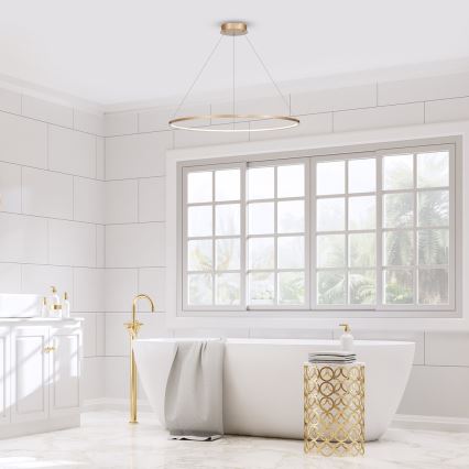 Lustre LED suspenso em cabo SATURNO LED/57W/230V Ø 100 cm IP44 dourado