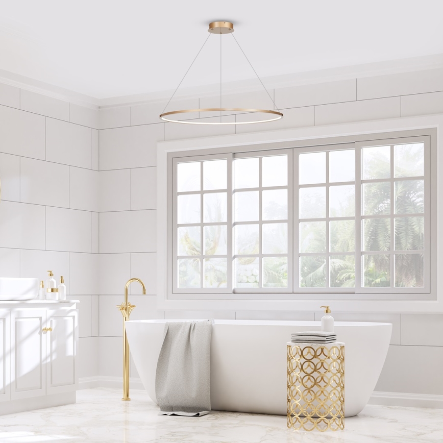 Lustre LED suspenso em cabo SATURNO LED/57W/230V Ø 100 cm IP44 dourado