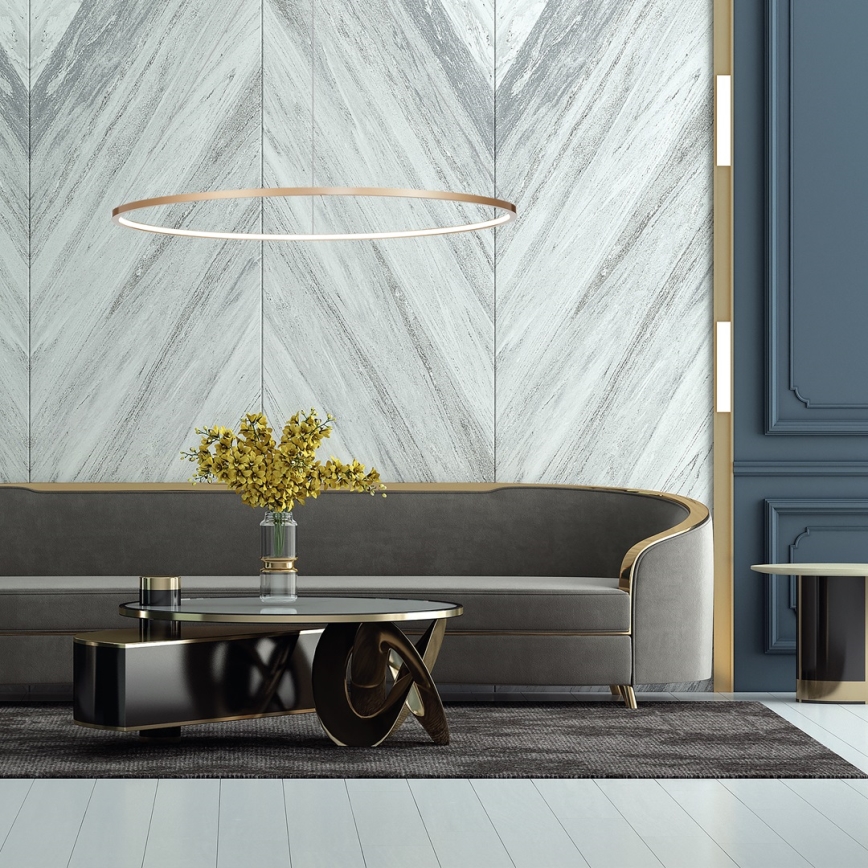 Lustre LED suspenso em cabo SATURNO LED/57W/230V Ø 100 cm IP44 dourado