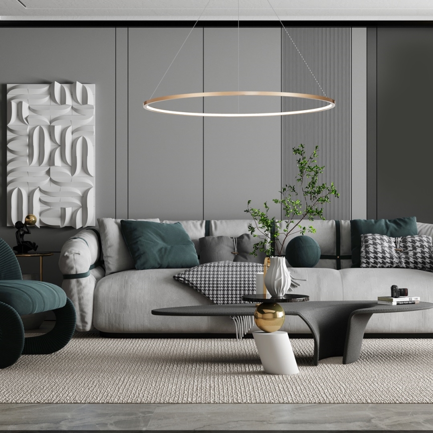 Lustre LED suspenso SATURNO LED/65W/230V diâmetro 120 cm IP44 dourado