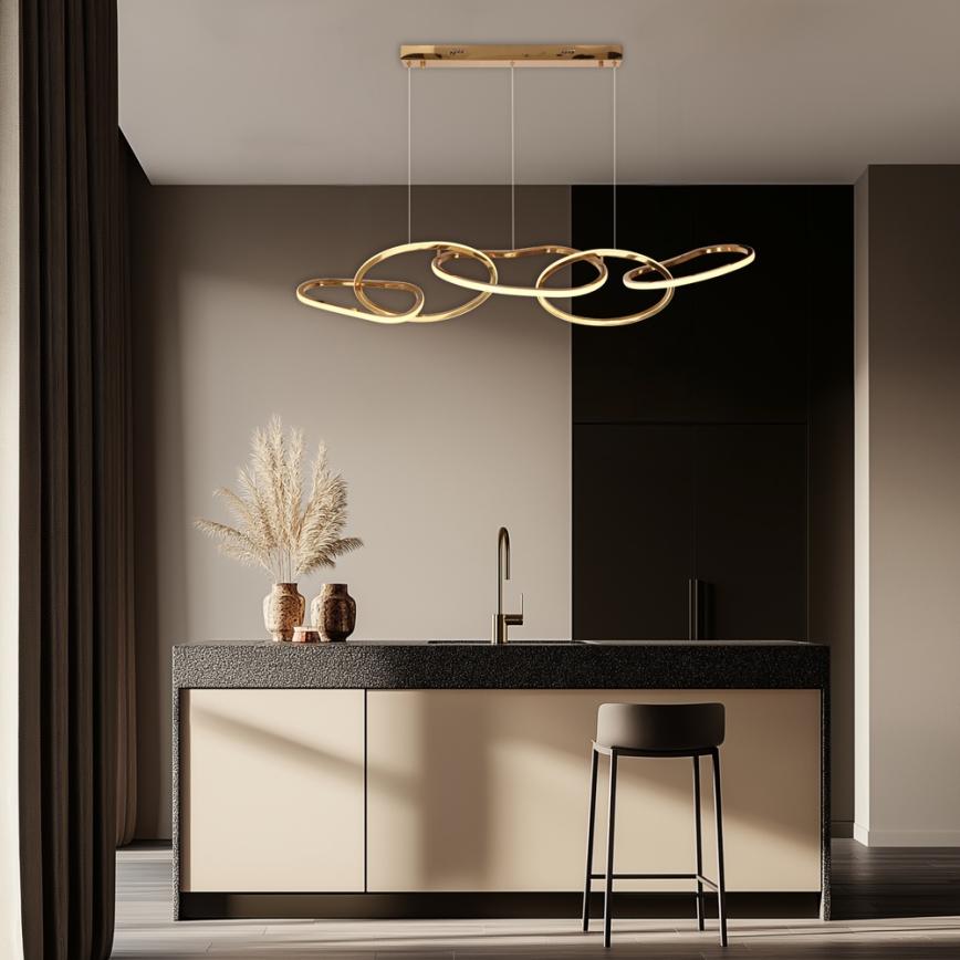 Lustre LED suspenso em cabo ANNELI LED/45W/230V 125 cm dourado
