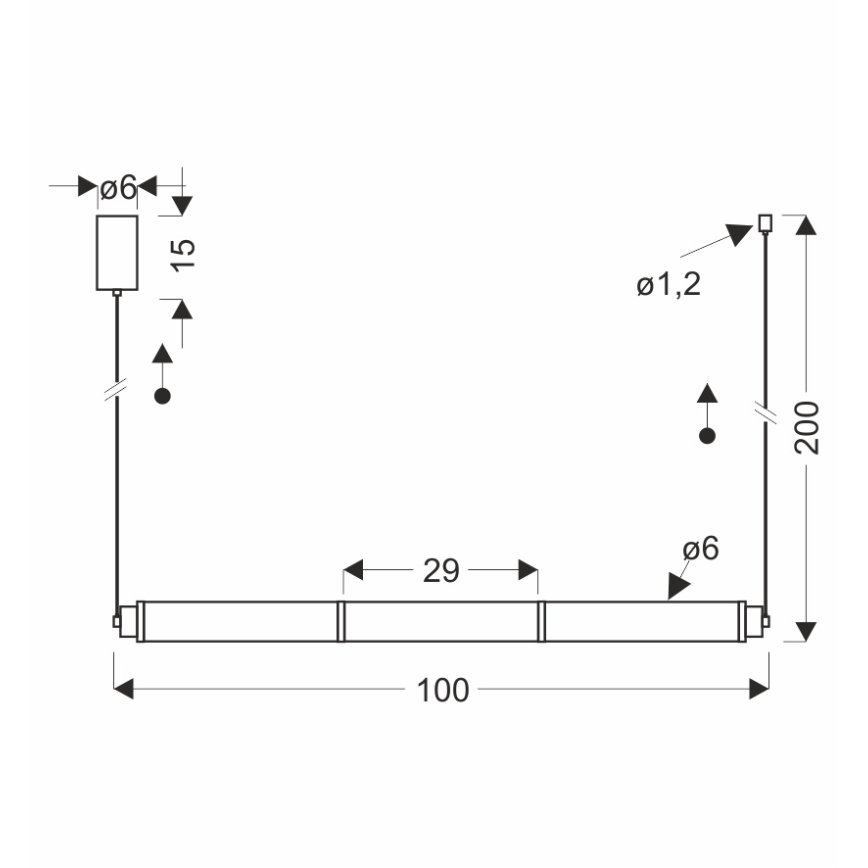 Lustre LED suspenso em cabo CORTE LED/25W/230V preto