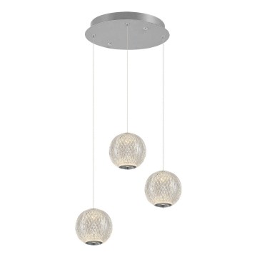 Lustre LED suspenso em cabo CREMONA 3x LED/5 W/230 V/3000 K acabamento cromado fosco