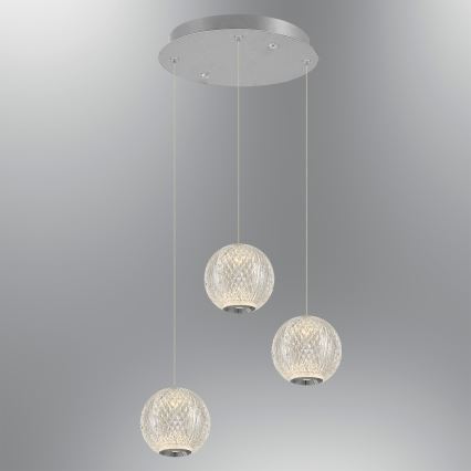 Lustre LED suspenso em cabo CREMONA 3x LED/5 W/230 V/3000 K acabamento cromado fosco