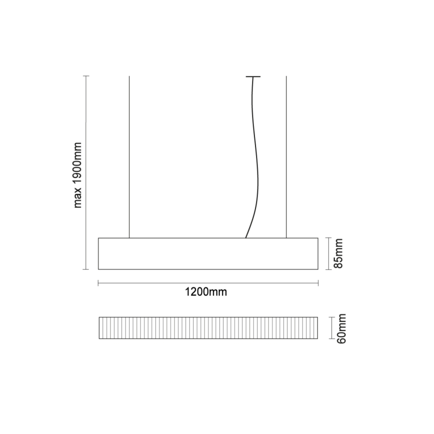 Lustre LED suspenso em cabo LED/55W/230V 3000/4000/6500K 120 cm branco