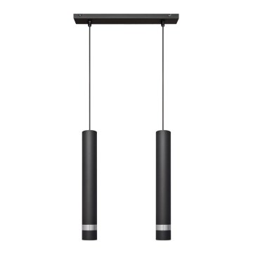 Lustre LED suspenso em cabo TUBA 2xGU10/4,8W/230V preto/cromado brilhante