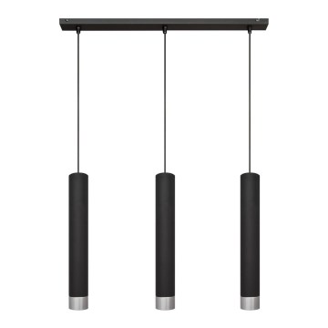 Lustre LED suspenso em cabo TUBA 3xGU10/4,8W/230V preto/cromado brilhante