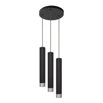 Lustre LED suspenso em cabo TUBA 3xGU10/4,8W/230V preto/cromado brilhante