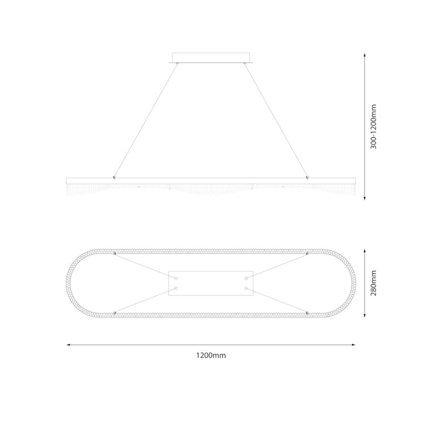 Lustre LED suspenso por cabo, 45W/230V, dourado