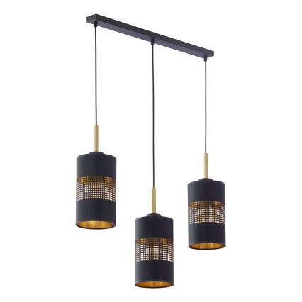 Lustre LED suspenso por cabo BOGART 3xE27/15W/230V preto/dourado