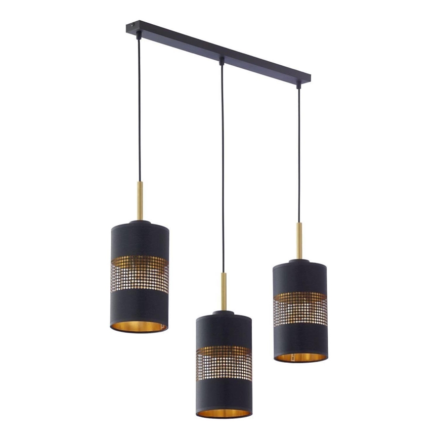 Lustre LED suspenso por cabo BOGART 3xE27/15W/230V preto/dourado