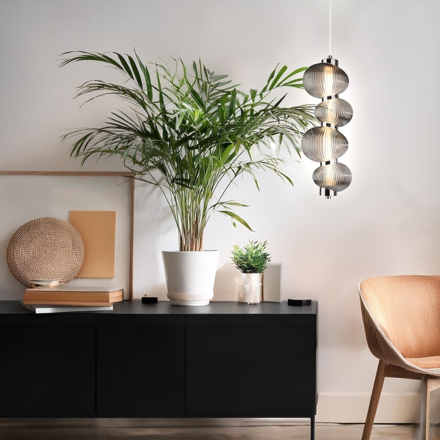 Lustre LED suspenso por cabo BOLLA LED/17W/230V Ø 16 cm cromado brilhante/cinzento fumado