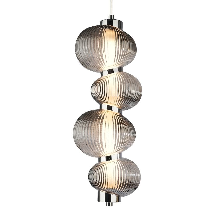Lustre LED suspenso por cabo BOLLA LED/17W/230V Ø 16 cm cromado brilhante/cinzento fumado
