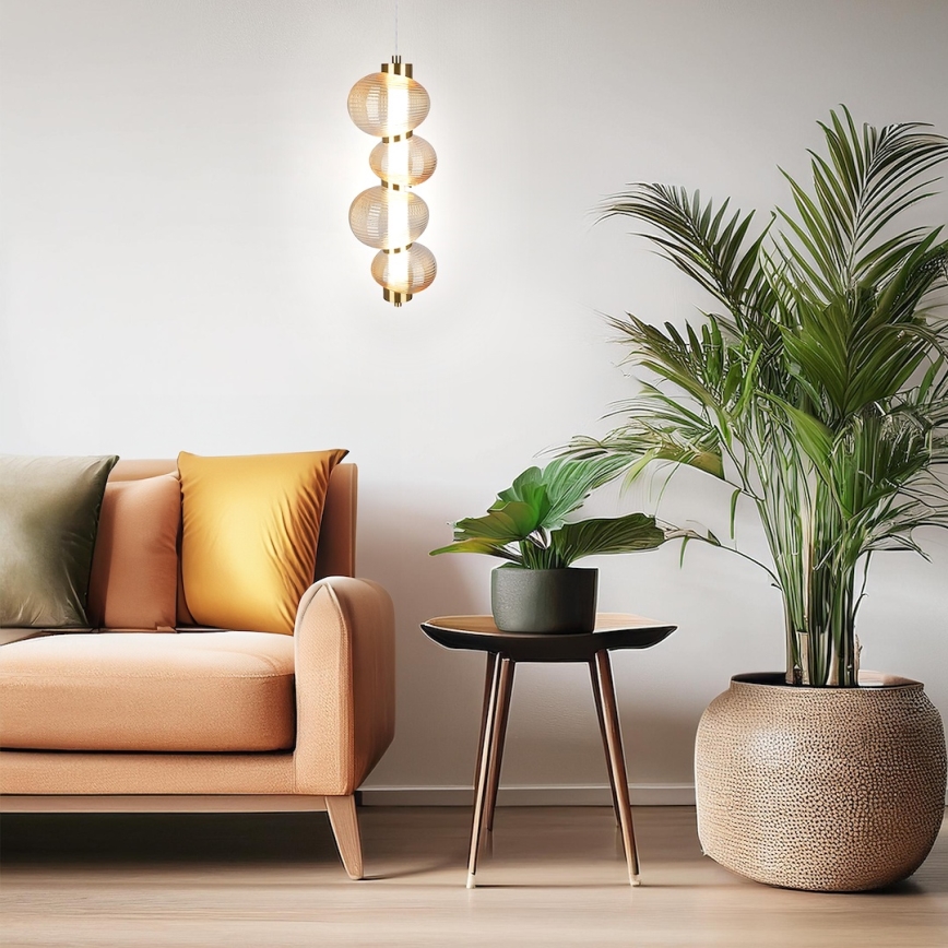 Lustre LED suspenso por cabo BOLLA LED/17W/230V Ø 16 cm dourado/bege fumê