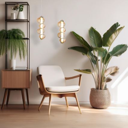 Lustre LED suspenso por cabo BOLLA LED/17W/230V Ø 16 cm dourado/bege fumê