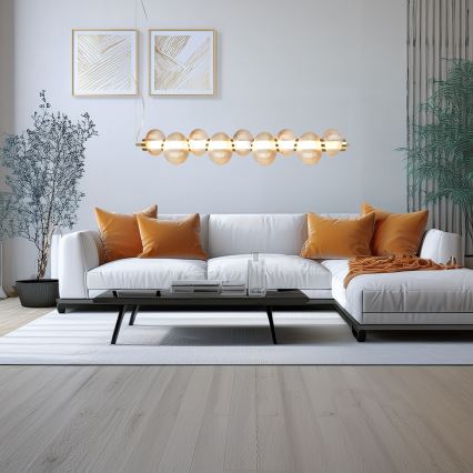 Lustre LED suspenso por cabo BOLLA LED/32W/230V dourado/bege fumê