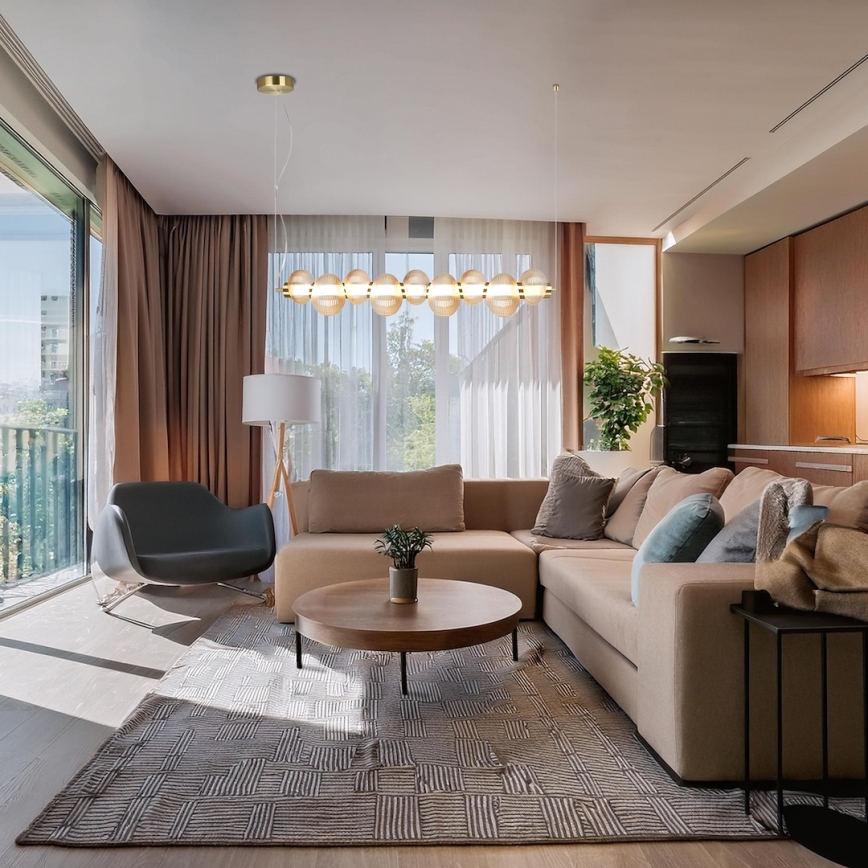 Lustre LED suspenso por cabo BOLLA LED/32W/230V dourado/bege fumê