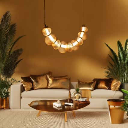 Lustre LED suspenso por cabo BOLLA LED/36W/230V dourado/bege fumado