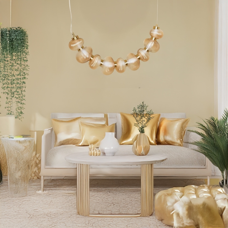 Lustre LED suspenso por cabo BOLLA LED/36W/230V dourado/bege fumado