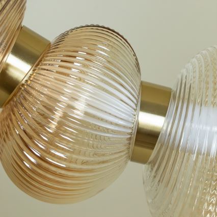 Lustre LED suspenso por cabo BOLLA LED/36W/230V dourado/bege fumado