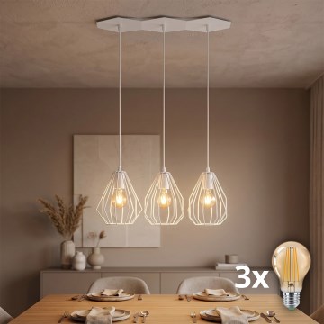 Lustre LED suspenso por cabo BRYLANT 3xE27/60W/230V branco