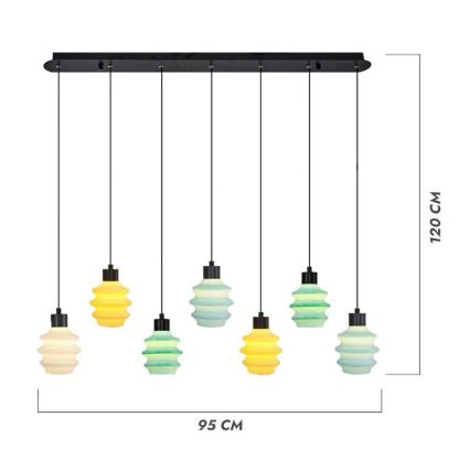 Lustre LED suspenso por cabo CACTUS 7xLED/2,8W/230V 3000K verde/amarelo/branco