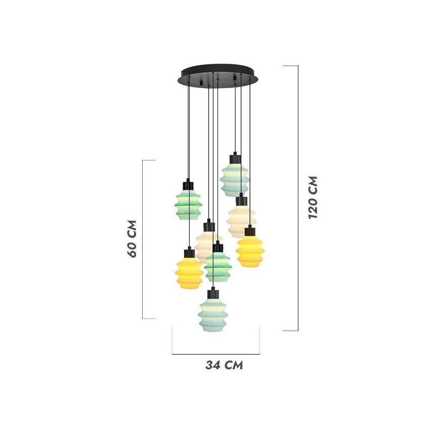 Lustre LED suspenso por cabo CACTUS 8xLED/2,8W/230V 3000K verde/amarelo/branco