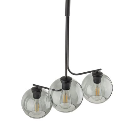 Lustre LED suspenso por cabo CESAR 3xE27/15W/230V preto/cinzento fumado
