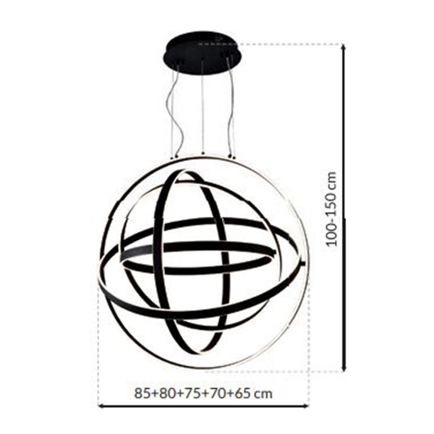 Lustre LED suspenso por cabo COPERNICUS LED/260W/230V preto