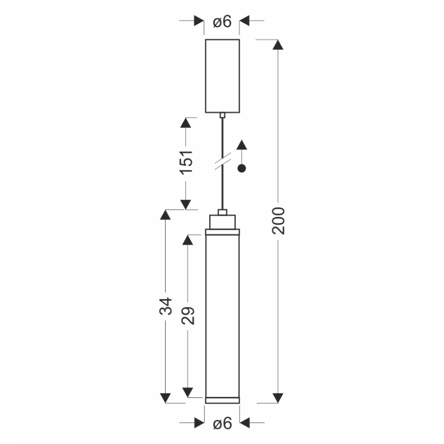 Lustre LED suspenso por cabo CORTE LED/10W/230V, preto