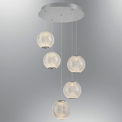 Lustre LED suspenso por cabo CREMONA 5xLED/5W/230V 3000K cromado mate