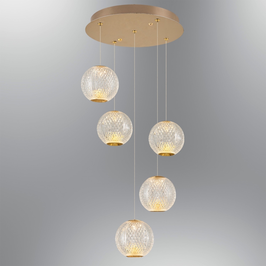 Lustre LED suspenso por cabo CREMONA 5xLED/5W/230V 3000K dourado