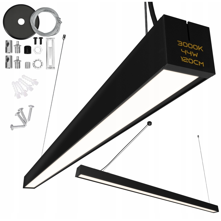Lustre LED suspenso por cabo/de sobrepor LED/44W/230V 3000K 120 cm preto