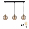 Lustre LED suspenso por cabo DEVI 3xE27/15W/230V preto/bege fumado